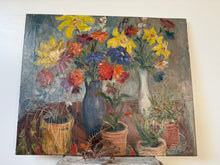 Load image into Gallery viewer, Bright Vibrant French Floral Vintage Oil on Canvas
