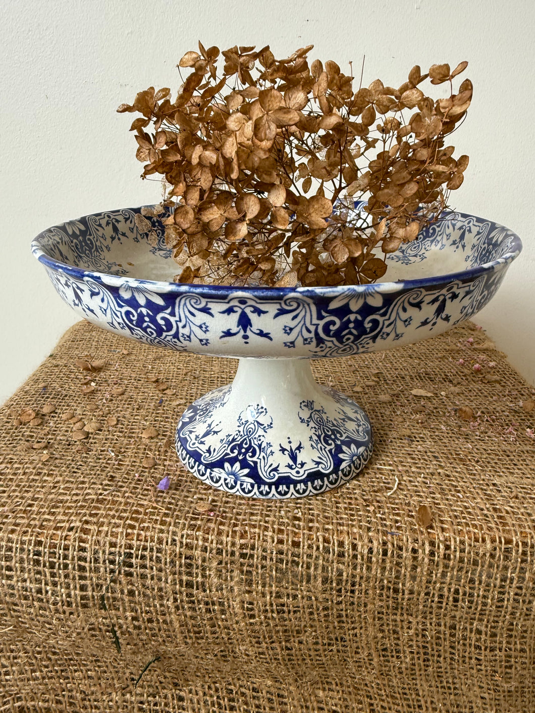 French Vintage Pretty Blue Compote