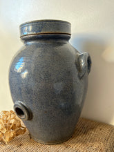 Load image into Gallery viewer, French Blue Stoneware Oil Jar
