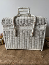 Load image into Gallery viewer, French Vintage White Wicker Handled Basket
