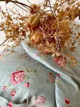 Load image into Gallery viewer, Vintage Duck Egg Blue Eiderdown With Beautiful Pink Florals
