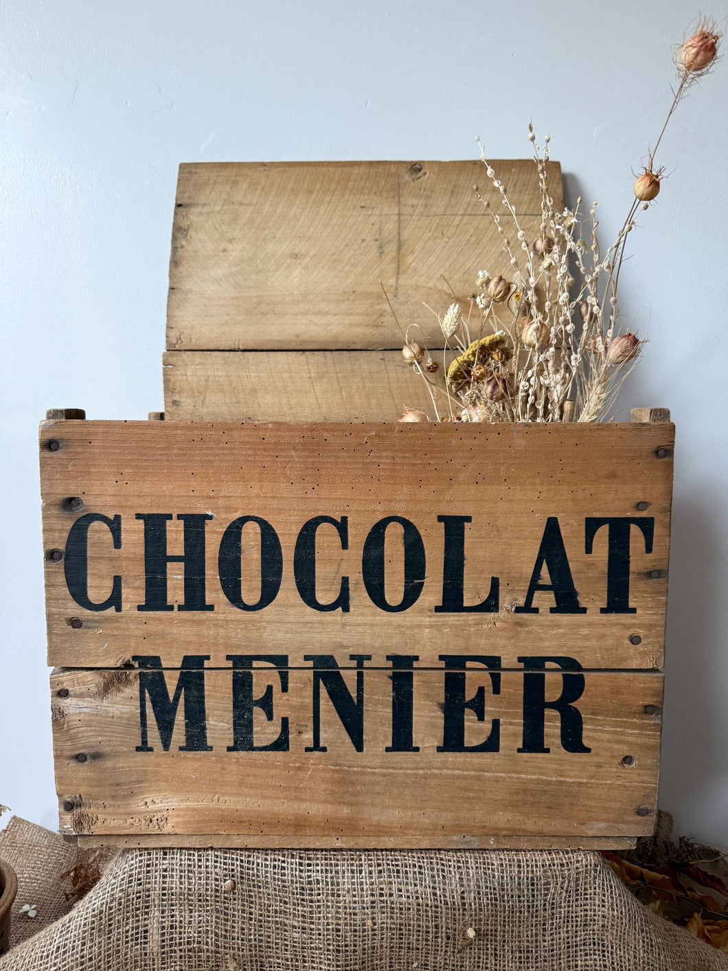 French Vintage Wooden Chocolat Menier Crate