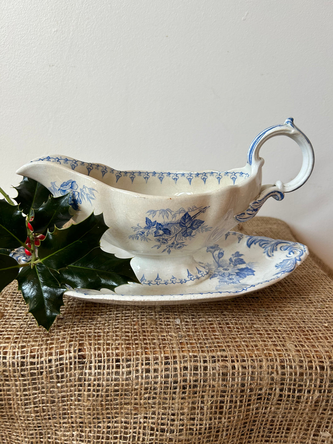 French Blue and White Vintage Saucier