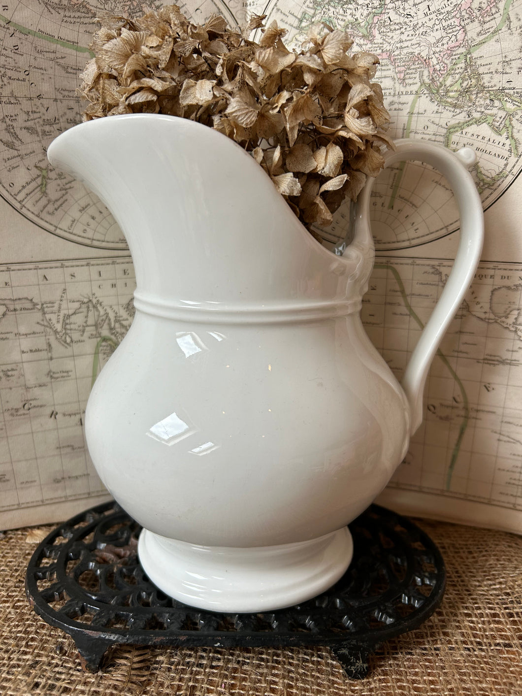 Crisp White French Ironstone Jug