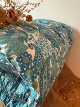 Load image into Gallery viewer, Beautiful Vintage Blues Turquoise Eiderdown Plump and Sumptuous
