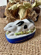 Load image into Gallery viewer, Staffordshire Bunny on Floral Blue Base
