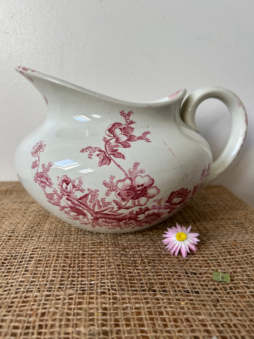 French Pink Ironstone Jug