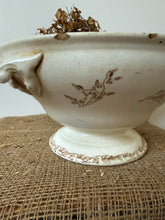 Load image into Gallery viewer, French Neutral Wide Footed Transferware Soupiere
