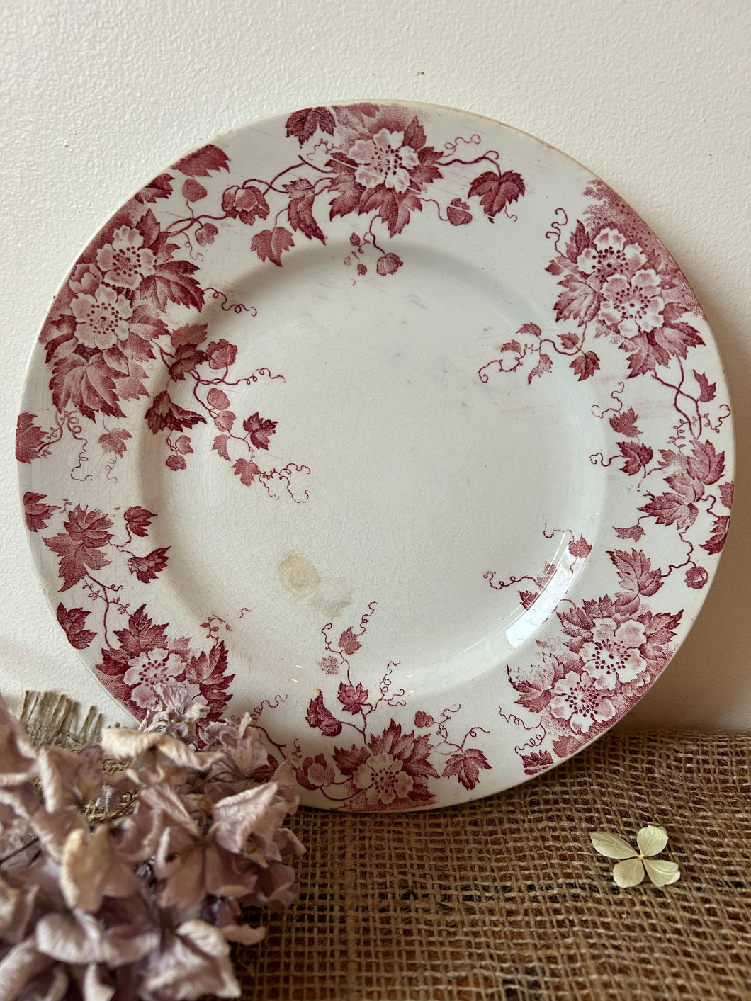 French Pinky Red Ironstone Plate