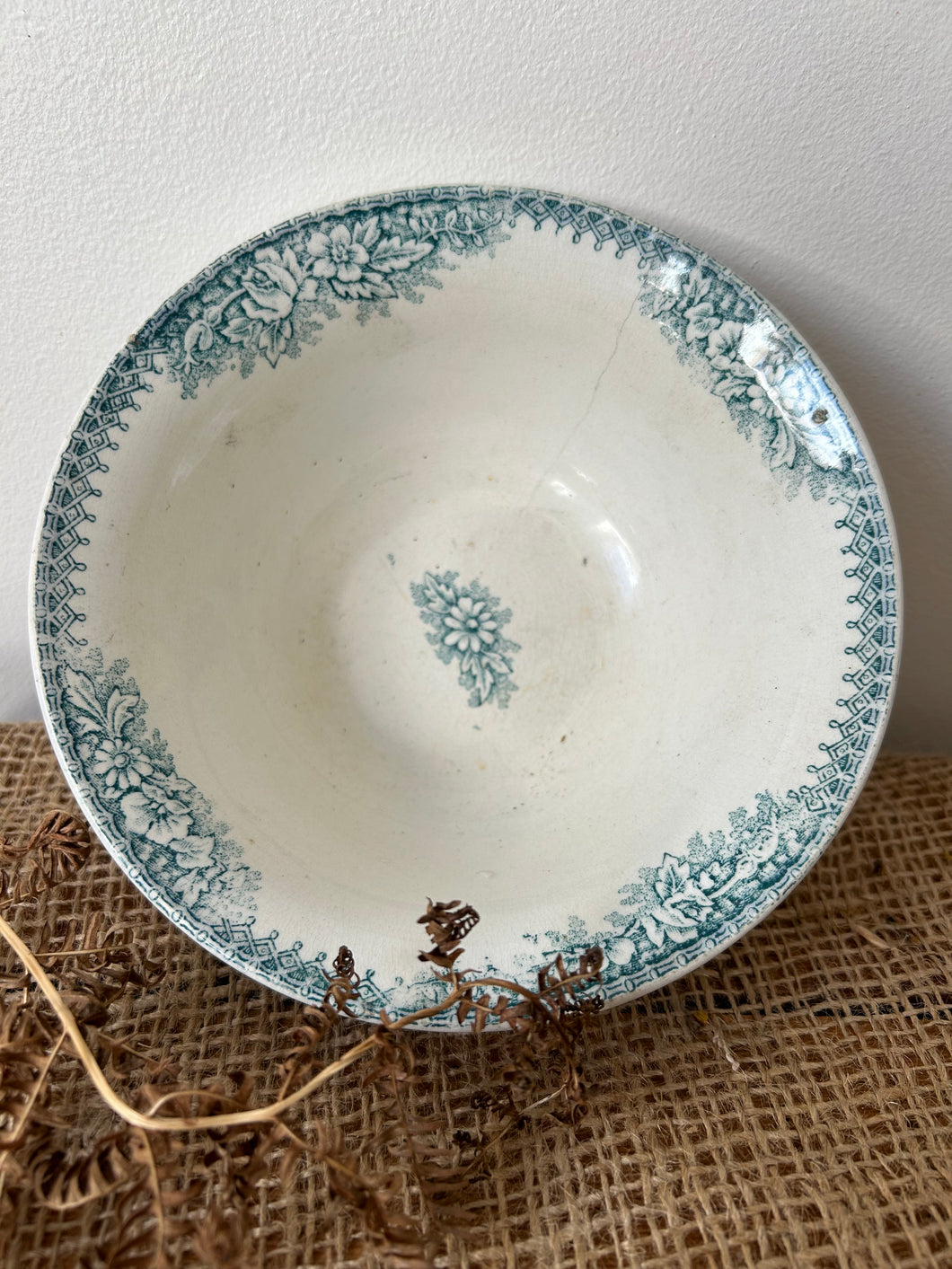 Small Green Transferware Bowl