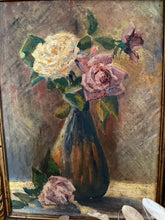 Load image into Gallery viewer, Stunning French Rose Floral Vintage Oil Painting
