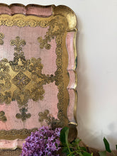 Load image into Gallery viewer, Pretty Pink and Gold Vintage Florentine Tray
