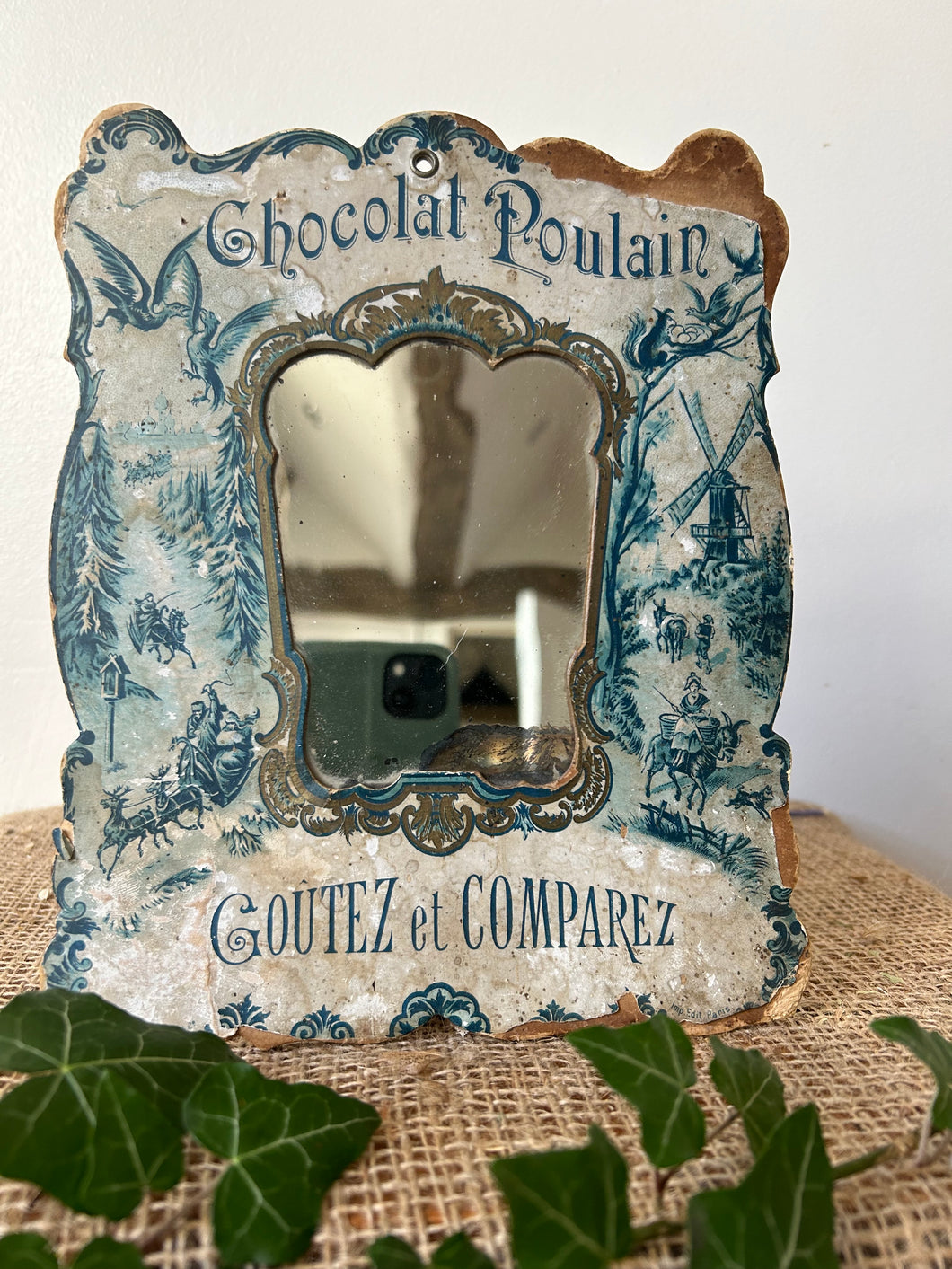 Vintage French Chocolat Advertising Mirror