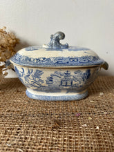 Load image into Gallery viewer, Vintage Buttery Blue and White Lidded Pot
