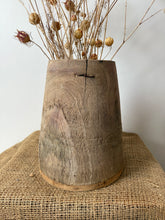Load image into Gallery viewer, Textured Vintage Handmade Wooden Pot
