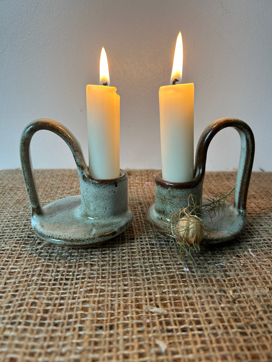 Wee Willie Neutral Rustic Candle Holder