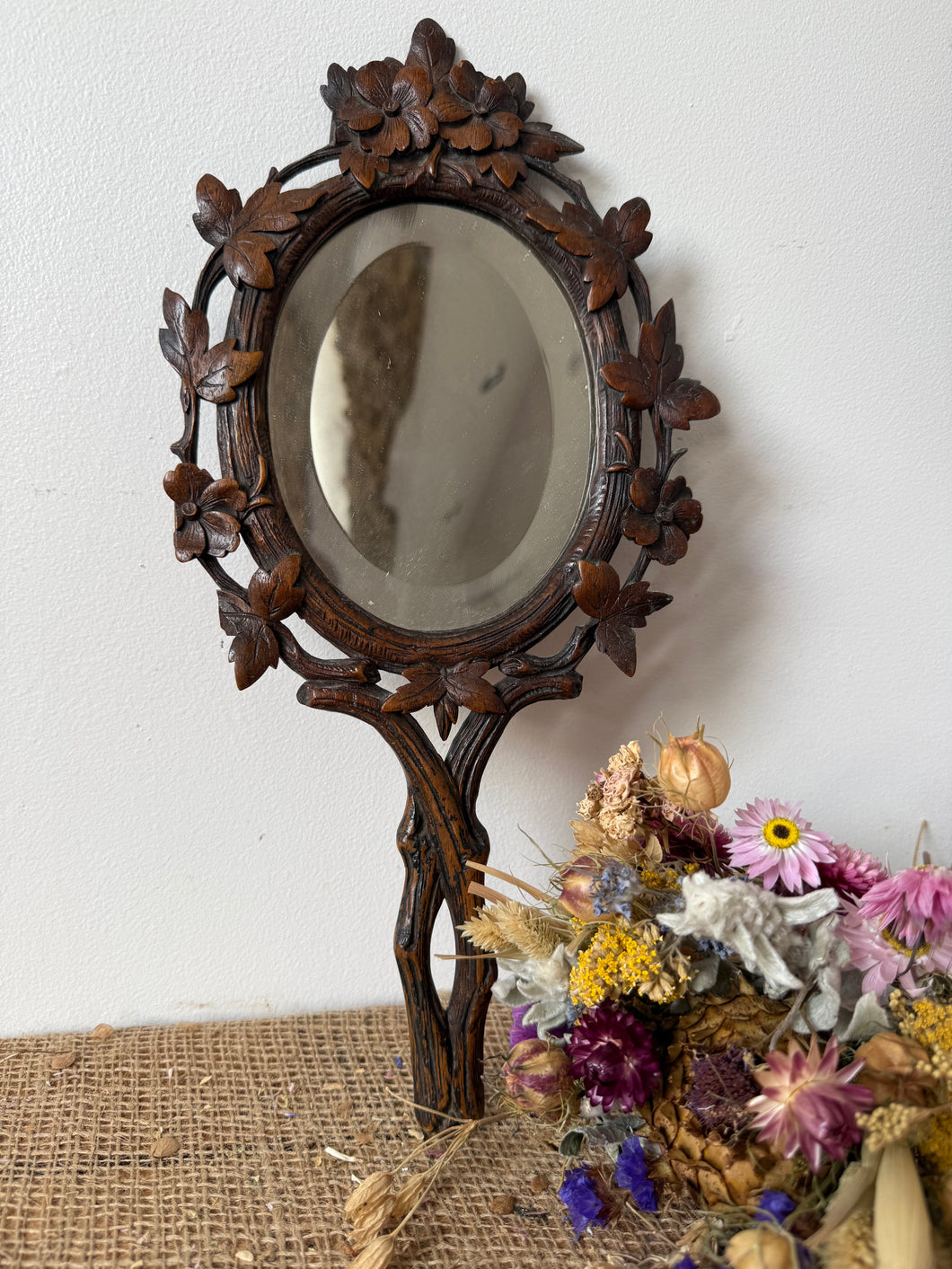French Hand-carved Wooden Mirror