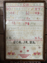 Load image into Gallery viewer, Antique Embroidery Sampler Dated 1878
