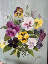 Load image into Gallery viewer, Beautiful Vintage Pansy Oil on Board
