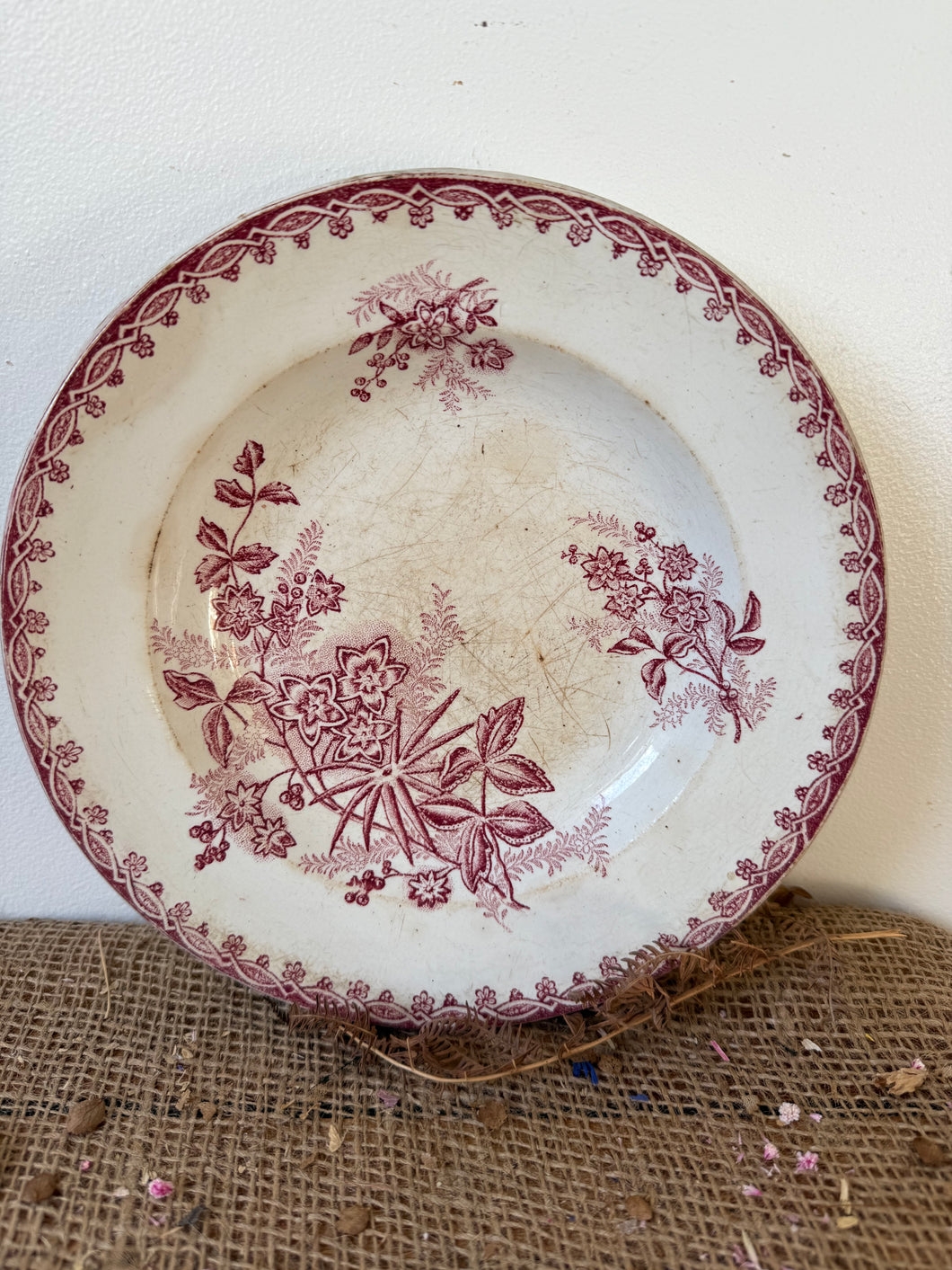 Well Loved French Pink Ironstone Plate