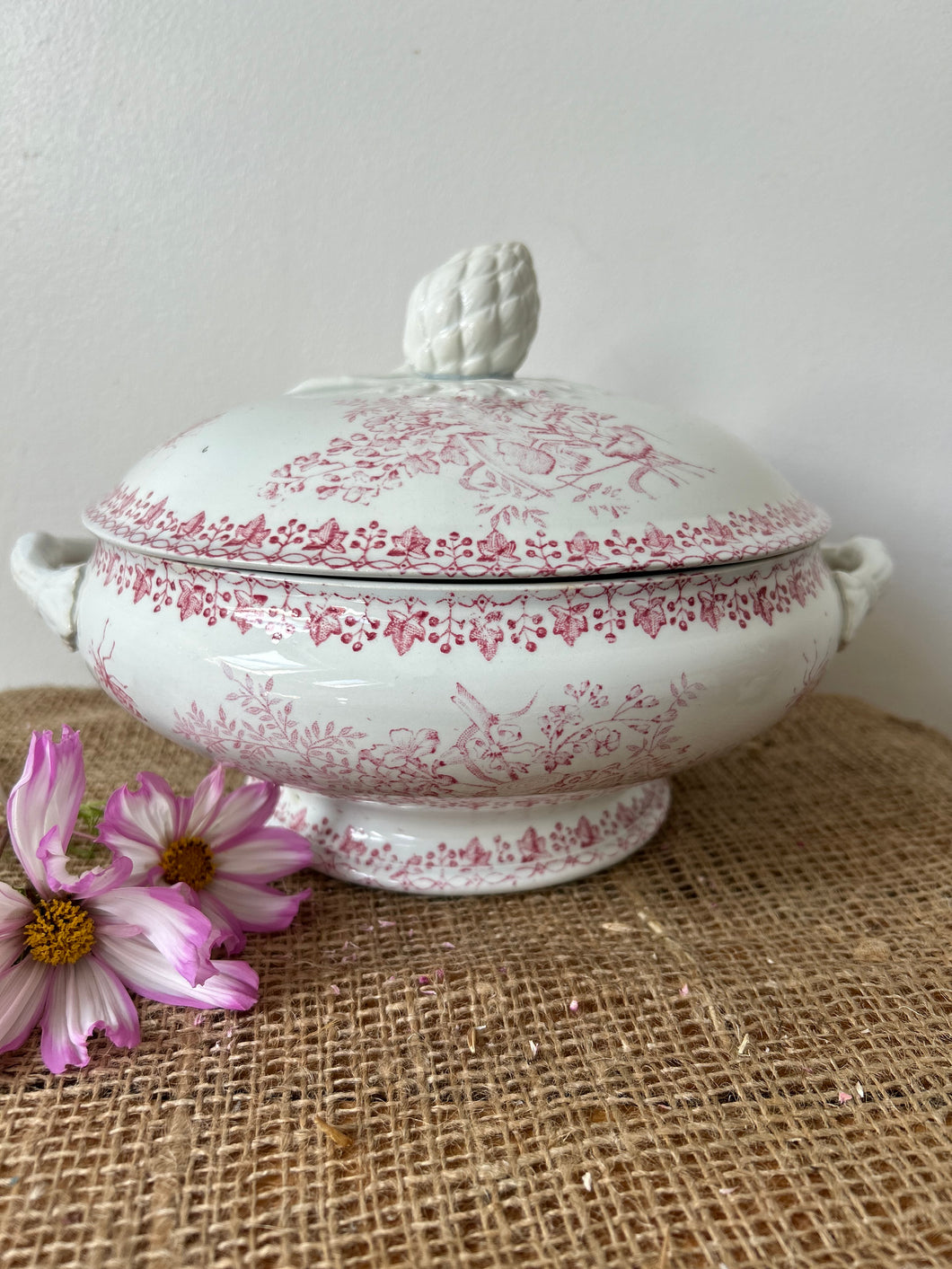 French Pink Ironstone Soupiere