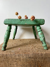 Load image into Gallery viewer, Beautiful Chippy Green Victorian Stool
