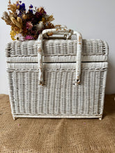 Load image into Gallery viewer, French Vintage White Wicker Handled Basket
