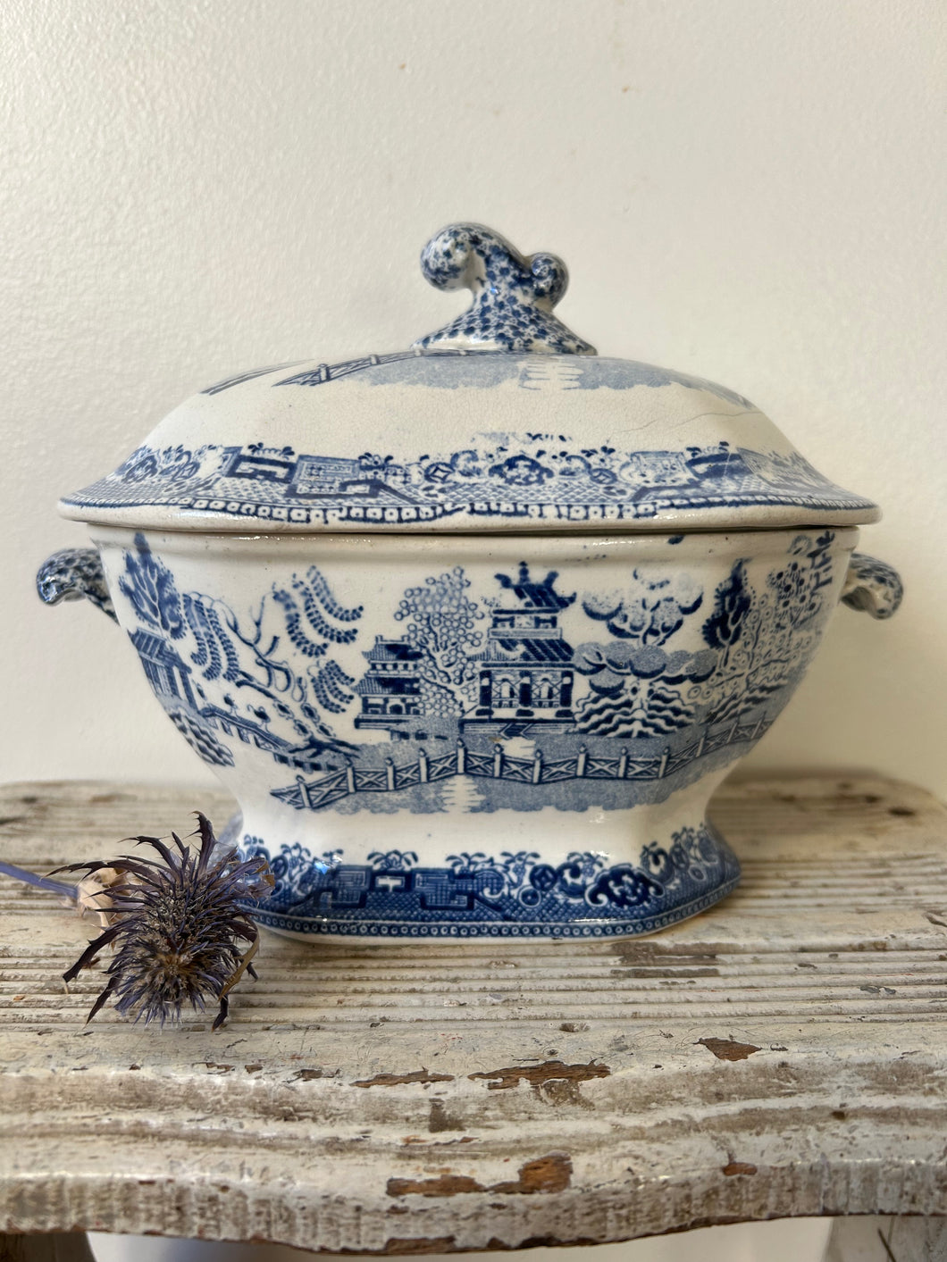 Fabulous Vintage Blue and white Tureen