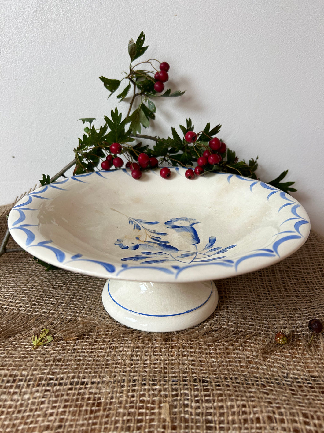 Blue and White Transferware Compote