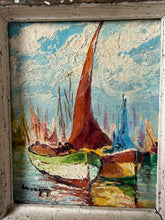 Load image into Gallery viewer, French Vintage Seascape Yacht Oil on Canvas
