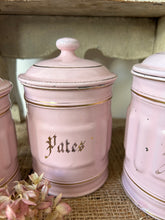 Load image into Gallery viewer, Set of 5 French Pink Enamel Canisters
