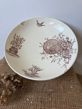 Load image into Gallery viewer, French Vintage Large Brown Transferware Raised Compote
