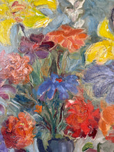 Load image into Gallery viewer, Bright Vibrant French Floral Vintage Oil on Canvas

