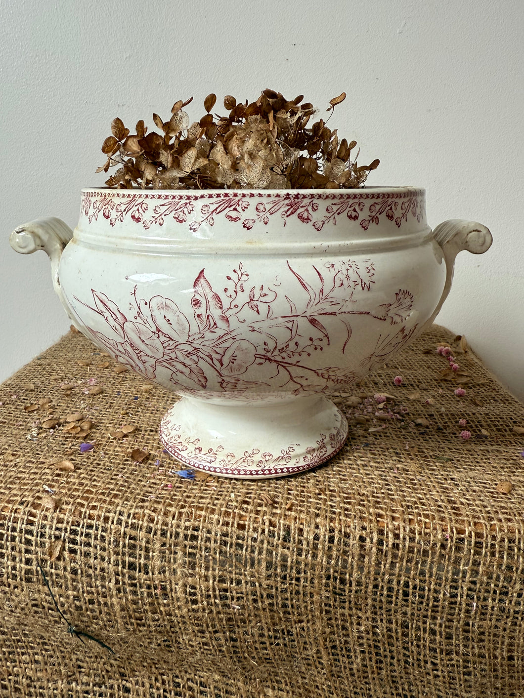 Gently Crazed French Pink Ironstone Soupiere