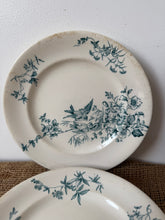 Load image into Gallery viewer, Pretty Bluey Green Floral Bird Ironstone Plates
