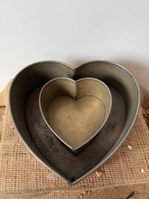Load image into Gallery viewer, Pair of Vintage Metal Heart Shaped Tins
