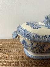 Load image into Gallery viewer, Vintage Buttery Blue and White Lidded Pot
