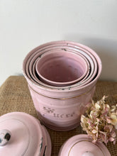 Load image into Gallery viewer, Set of 5 French Pink Enamel Canisters
