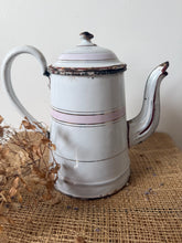 Load image into Gallery viewer, French Vintage Pink and White Enamel Coffee Pot
