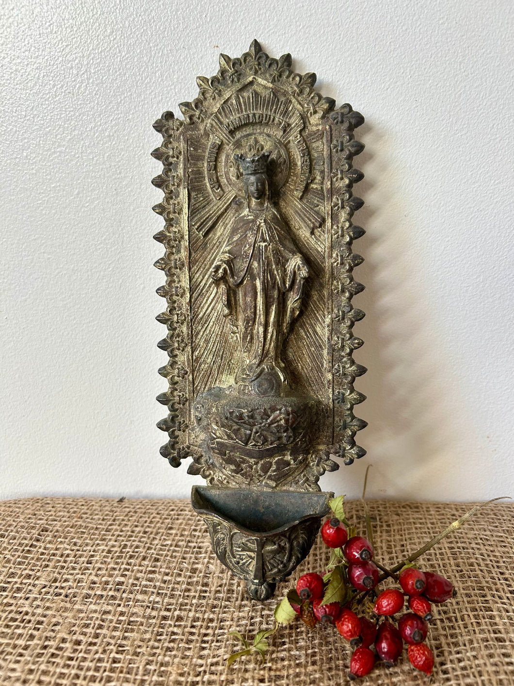 French Religious Sacremental Holy Water Wall Hanging