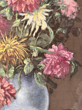 Load image into Gallery viewer, French Antique Dahlias Floral Painted on Silk
