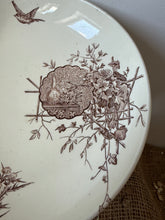 Load image into Gallery viewer, French Vintage Large Brown Transferware Raised Compote
