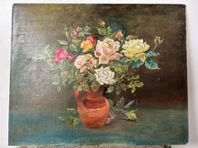 Load image into Gallery viewer, Vintage French Roses Oil on Board
