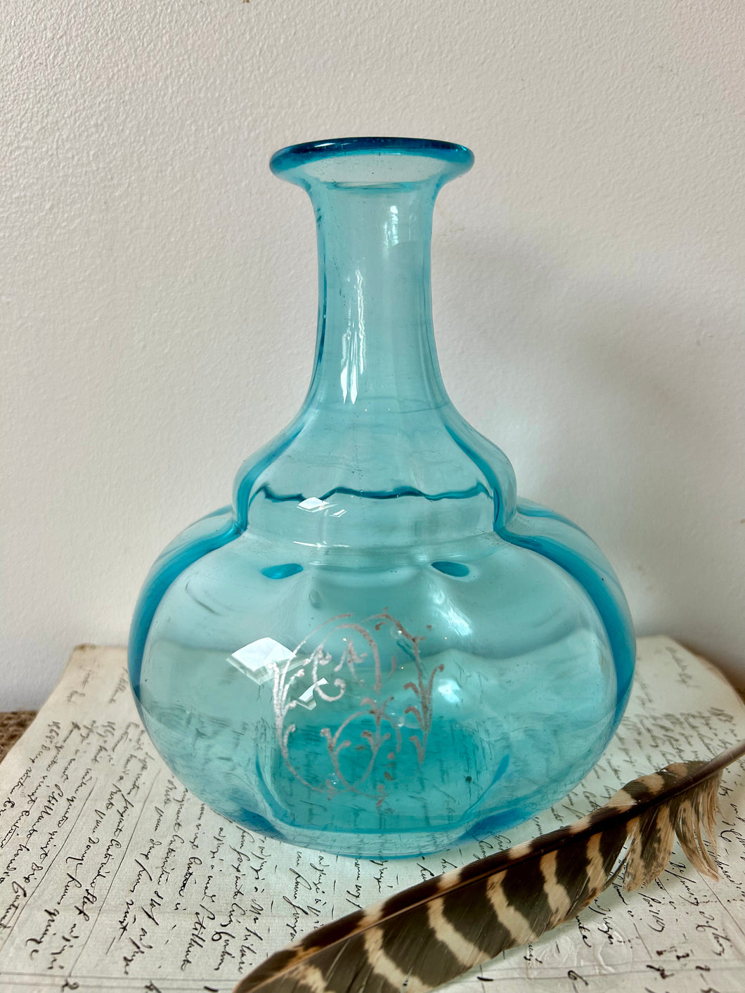 Turquoise French Glass Vase