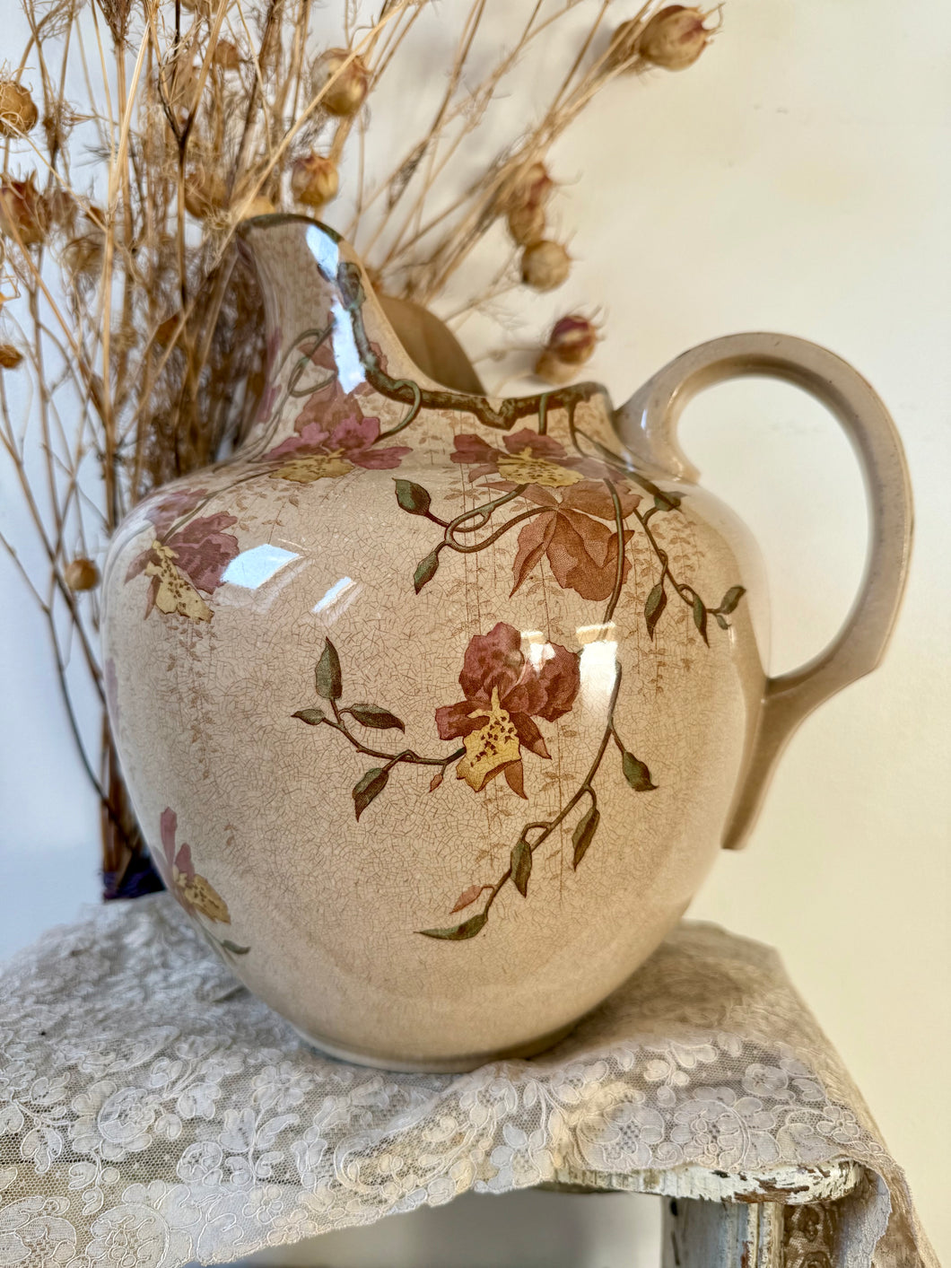 French Luneville Ceylon Ironstone Jug