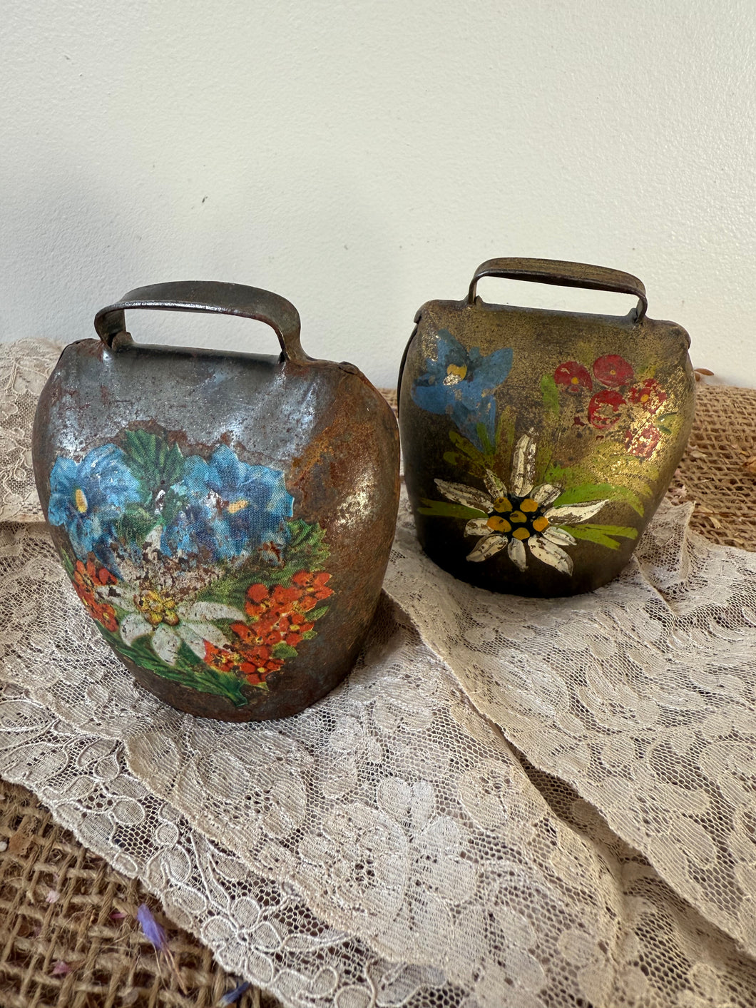 Pair of French Hand Painted Herding Bells