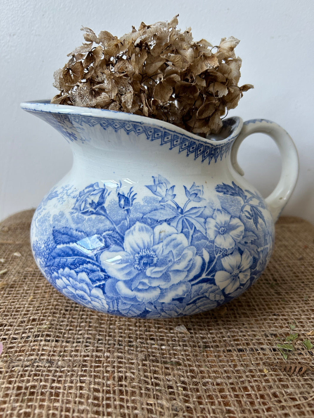 French Jardinere Blue Transferware Jug