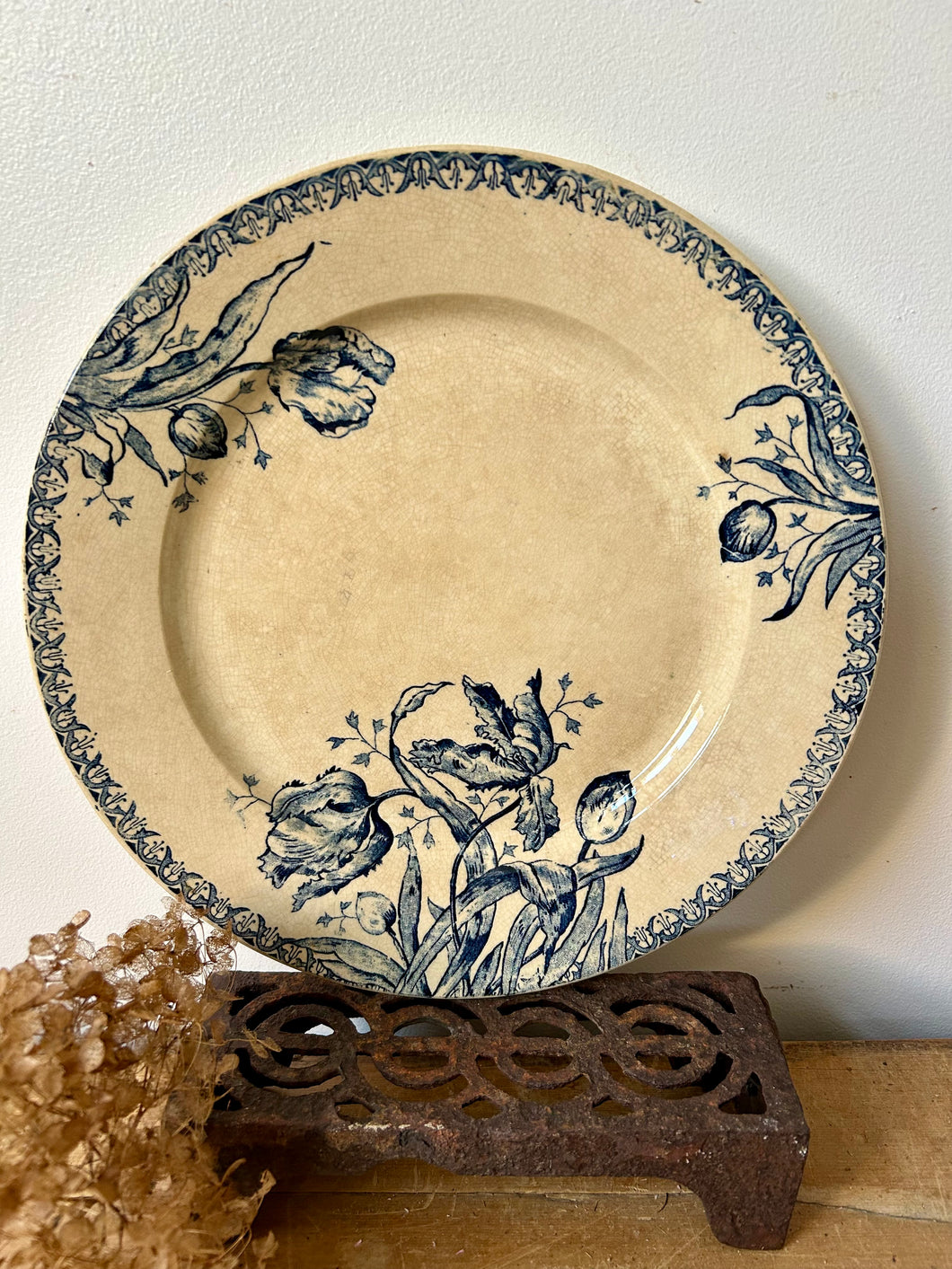 Large French Tulip Transferware Buttery Plate