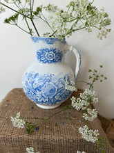 Load image into Gallery viewer, Beautiful Sarreguimes French Blue Floral Jug &#39;Jardiniere&#39;
