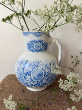 Load image into Gallery viewer, Beautiful Sarreguimes French Blue Floral Jug &#39;Jardiniere&#39;
